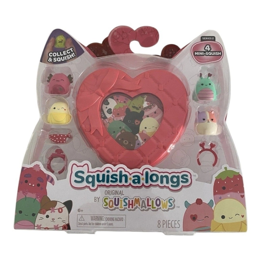 Squishmallows Squish a longs Series 2‎ 8 Piece Mini Squish Set Heart Case